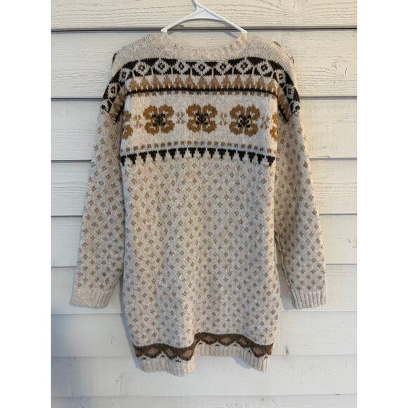 American Eagle Fair Isle Sweater Dress Cream Brown Cozy Size S - Picture 8 of 8